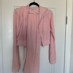 Glassons Soft Pink Velour Hoodie Set